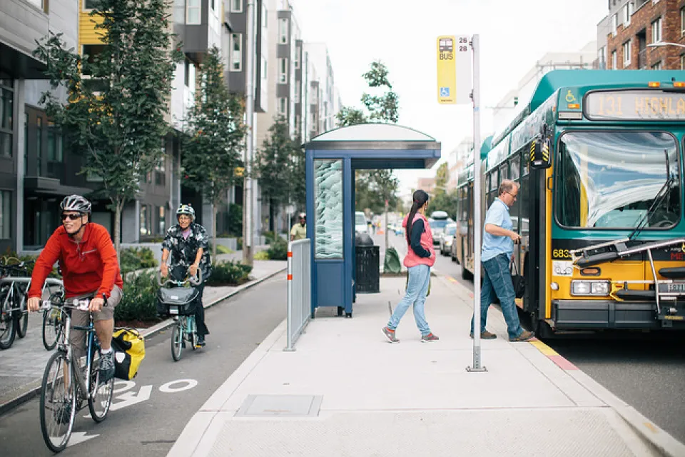 Bus Stop and Bike Lane
